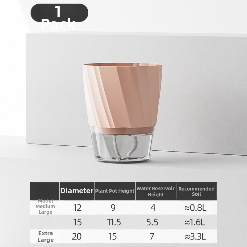 Gėlių vazonas su automatinio laistymo sistema, skaidra plastiko medžiaga, atsparus korozijai ir patvarus; tinkamas staliniam ar grindų naudojimui, šiaurietiškas minimalistinis dizainas, gaminamas liejant į vieną dalį.