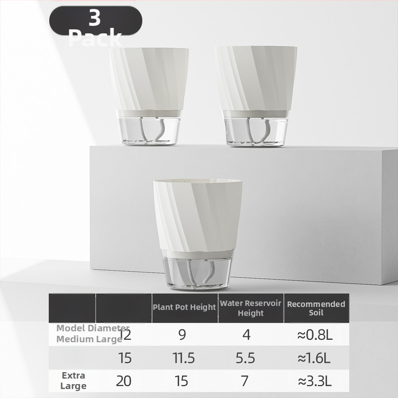 Gėlių vazonas su automatinio laistymo sistema, skaidra plastiko medžiaga, atsparus korozijai ir patvarus; tinkamas staliniam ar grindų naudojimui, šiaurietiškas minimalistinis dizainas, gaminamas liejant į vieną dalį.