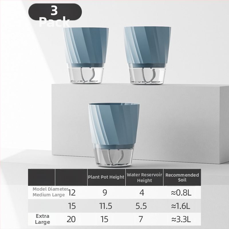 Gėlių vazonas su automatinio laistymo sistema, skaidra plastiko medžiaga, atsparus korozijai ir patvarus; tinkamas staliniam ar grindų naudojimui, šiaurietiškas minimalistinis dizainas, gaminamas liejant į vieną dalį.