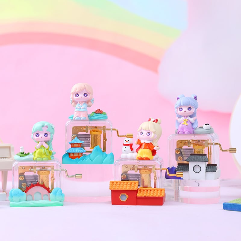 Μουσικό κουτί Four Sen - φιγούρα κοριτσιού από ρητίνη για διακόσμηση υπνοδωματίου, μοντέρνος μινιμαλιστικός σχεδιασμός, συσκευασία από χαρτόνι