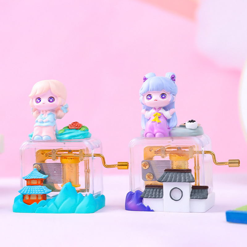 Μουσικό κουτί Four Sen - φιγούρα κοριτσιού από ρητίνη για διακόσμηση υπνοδωματίου, μοντέρνος μινιμαλιστικός σχεδιασμός, συσκευασία από χαρτόνι