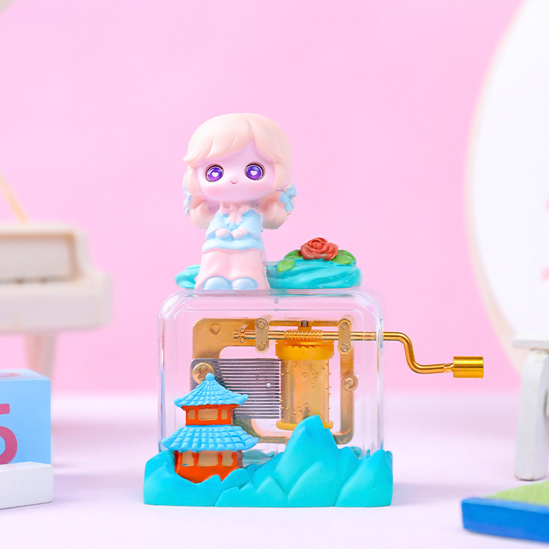 Μουσικό κουτί Four Sen - φιγούρα κοριτσιού από ρητίνη για διακόσμηση υπνοδωματίου, μοντέρνος μινιμαλιστικός σχεδιασμός, συσκευασία από χαρτόνι