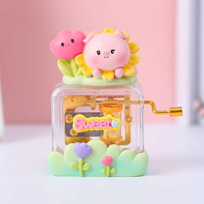 Μουσικό κουτί Four Sen - φιγούρα κοριτσιού από ρητίνη για διακόσμηση υπνοδωματίου, μοντέρνος μινιμαλιστικός σχεδιασμός, συσκευασία από χαρτόνι