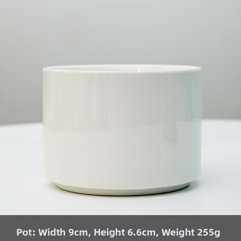 Keraamiline lillepott logotüübi trükiga; lihtne portselani disain; sobib laua- või põrandakasutuseks; poolmanuaalne tootmisprotsess.