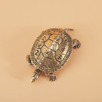 Țestoasă de birou din alamă, cu 24 de perioade solare, lucrat manual și gravat, stil chinezesc