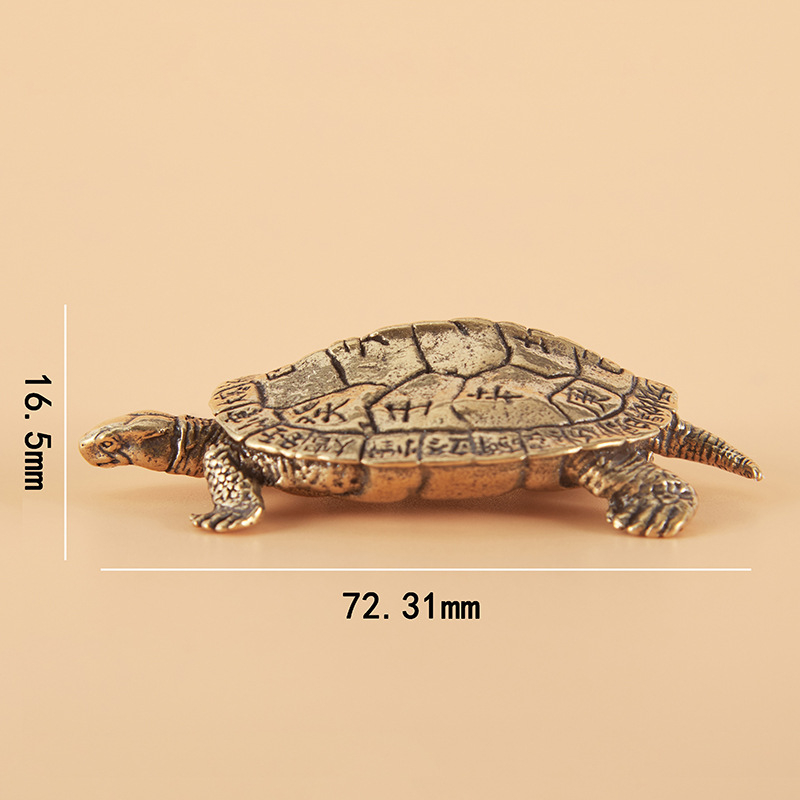 Țestoasă de birou din alamă, cu 24 de perioade solare, lucrat manual și gravat, stil chinezesc