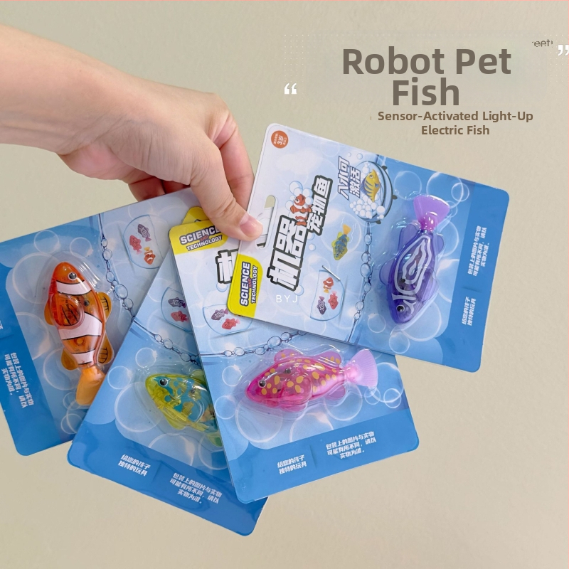 Vonios žaislai kūdikiams su LED jutikliu – elektrinė maža žuvelė, plastikas, plaukia vandens žaislas 0–3 metų