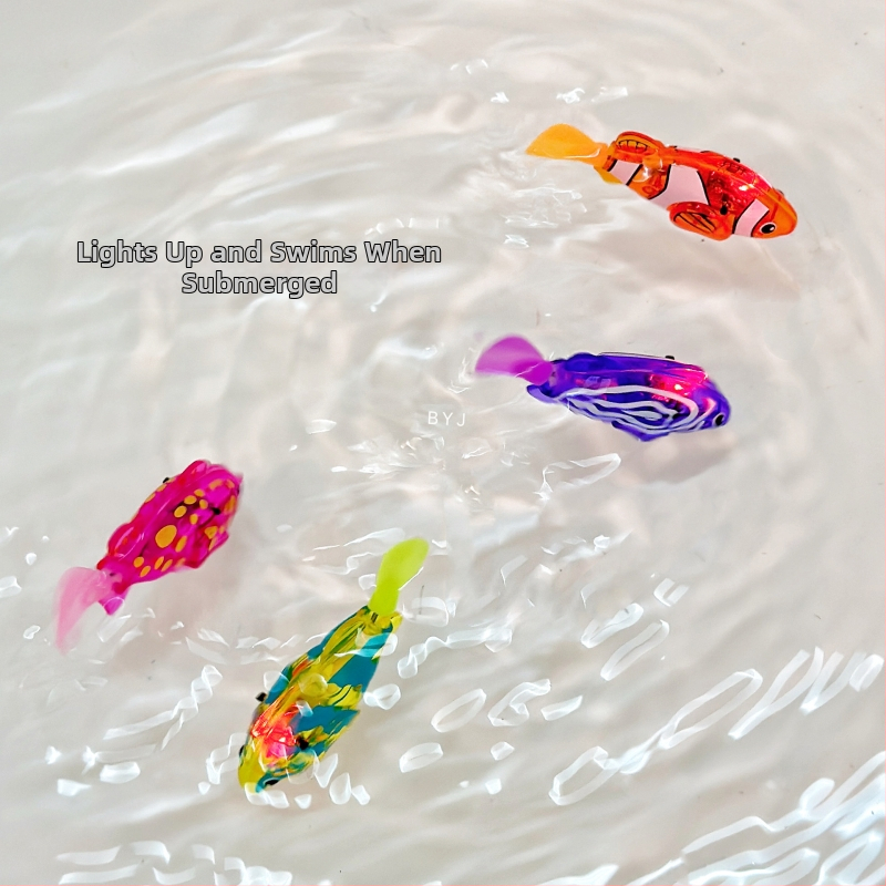 Beebide vannimäng LED-sensoriga – elektriline väike kala, plastmassist, ujub – interaktiivne veemäng beebidele 0–3 aastat