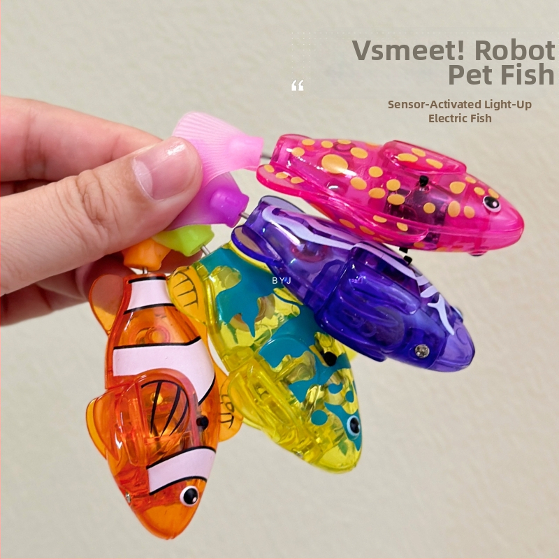 Beebide vannimäng LED-sensoriga – elektriline väike kala, plastmassist, ujub – interaktiivne veemäng beebidele 0–3 aastat