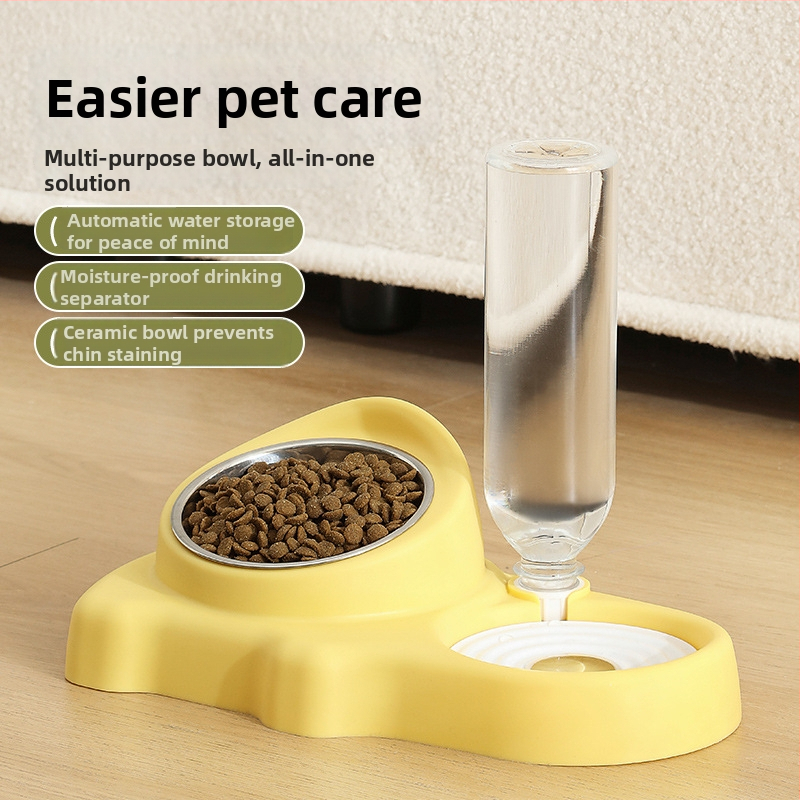 Kahe kausiga kassitoitja — integreeritud vee- ja toidukauss, plastik, Zhejiang päritolu, Jiawang yimiao bränd