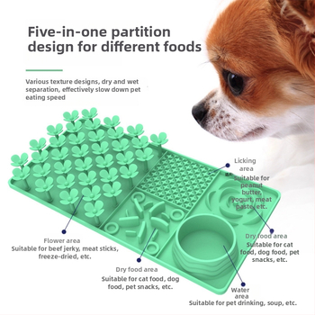 Silicone lizimo kilimėlis naminiams gyvūnams su siurbtuku – 4-in-1 lėto maisto dubuo