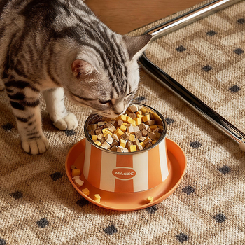 Roostevabast terasest kassikauss kaela toega — tõstetud, lekkekindel, sipelgade vastu, üks kauss