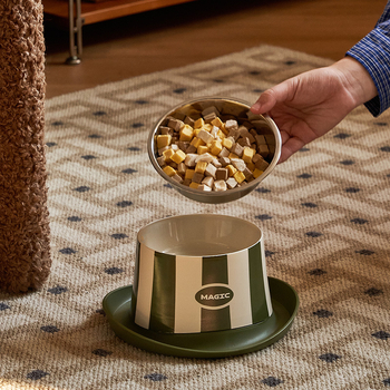 Roostevabast terasest kassikauss kaela toega — tõstetud, lekkekindel, sipelgade vastu, üks kauss