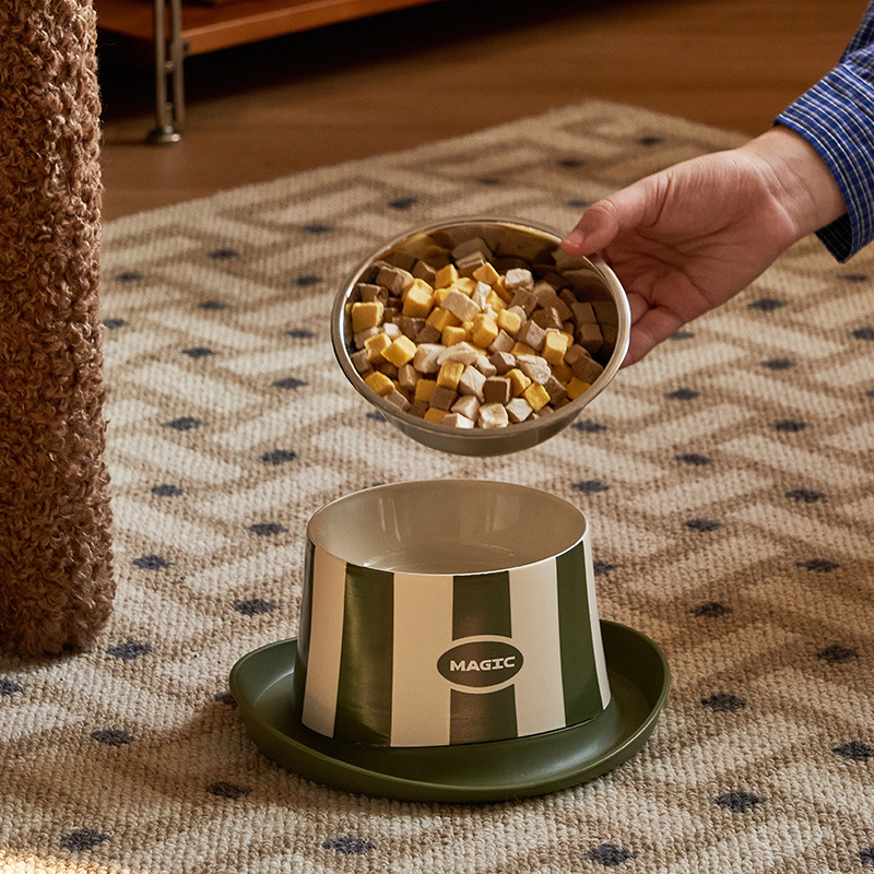 Roostevabast terasest kassikauss kaela toega — tõstetud, lekkekindel, sipelgade vastu, üks kauss