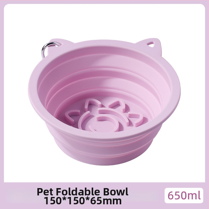 Kokkupandav silikoonist kasside söögikauss imukummiga, aeglase söötmise jaoks, mitmekülgne ja suure mahutavusega