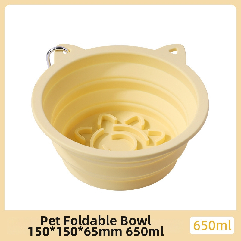 Kokkupandav silikoonist kasside söögikauss imukummiga, aeglase söötmise jaoks, mitmekülgne ja suure mahutavusega