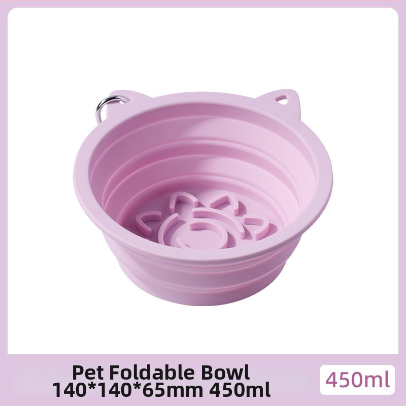 Kokkupandav silikoonist kasside söögikauss imukummiga, aeglase söötmise jaoks, mitmekülgne ja suure mahutavusega