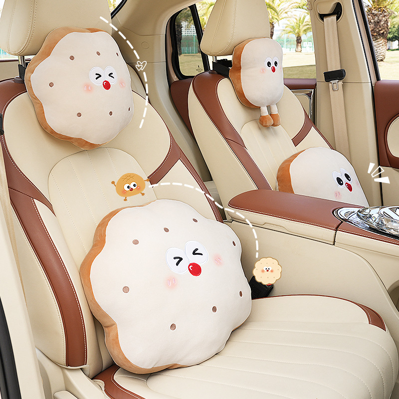 Feather cen Puhas auto kaela padja Toast Biscuits mustril, täidis PP puuvill