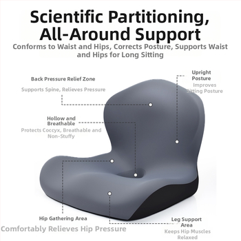 Atminties putų vienos dalies sėdynės pagalvė su Ice Silk danga ir integruota nugaros atrama biuro kėdei