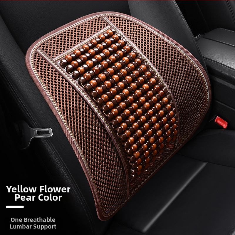 Automobiļa sēdekļa spilvens, viengabala kvadrātiska no koka lodītēm, aizmugures sēdeklim, elpojošs un pretslīdējošs.