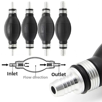 Rankinė degalų siurbimo siurblys su dvipusiu patikros vožtuvu, gumos-aliuminio korpusas, tinkamas degalų sistemoms automobiliams, sraigtasparniams, laivams ir motociklams