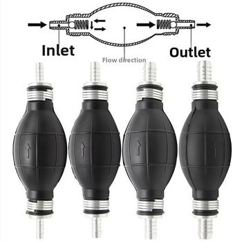 Rankinė degalų siurbimo siurblys su dvipusiu patikros vožtuvu, gumos-aliuminio korpusas, tinkamas degalų sistemoms automobiliams, sraigtasparniams, laivams ir motociklams