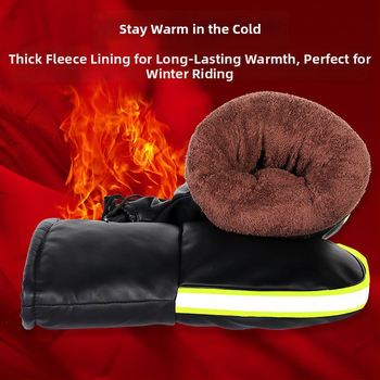 Elektrinio motociklo rankų pirštinės su storesniu medvilnės pamušalu, vėjo atsparios, žiemos šiluma, unisex