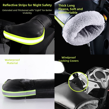 Elektrinio motociklo rankų pirštinės su storesniu medvilnės pamušalu, vėjo atsparios, žiemos šiluma, unisex