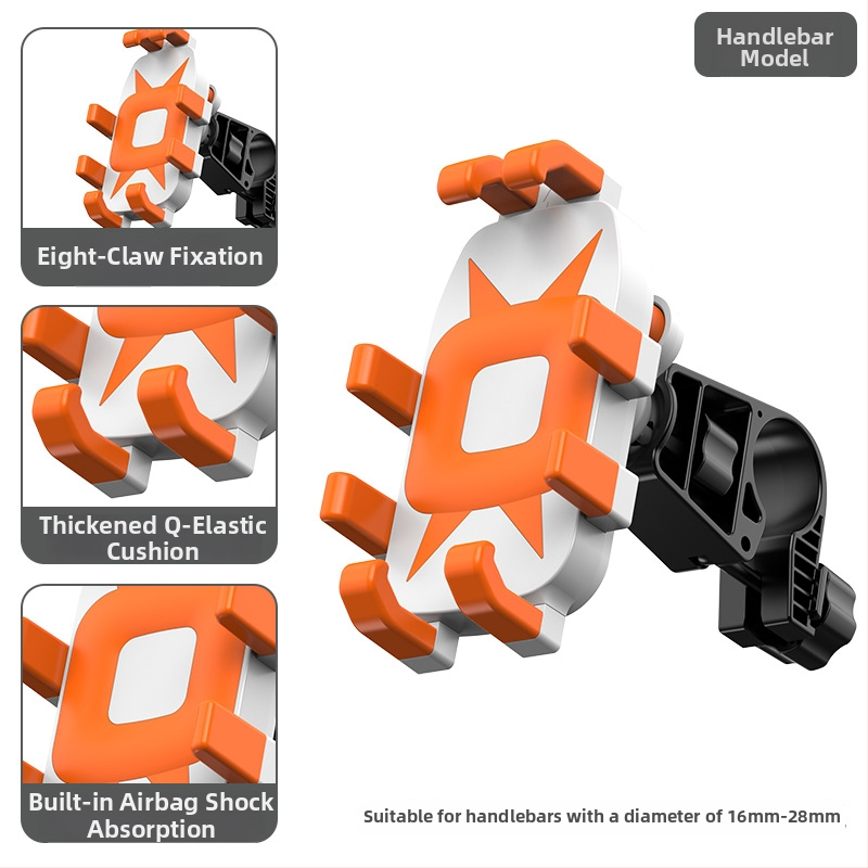 Mootorratta ja jalgratta telefonihoidik nelja klambriga kinnitusega, pöörlev hoidik, ABS-plastik, ühilduv tagaspeegli ja rooliga, löögikindel