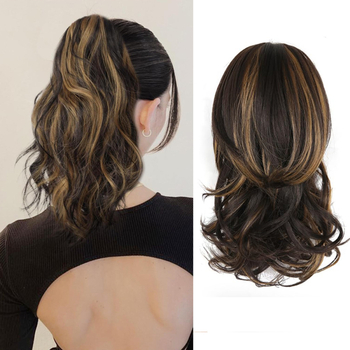 Ponytail plaukų peruka - plaukų kuodelis, reguliuojamas raištis, krioklio garbanos, pūkuota aukšta karūna, aukštos temperatūros viela, mechanizmas (Kilmes: Xuchang)