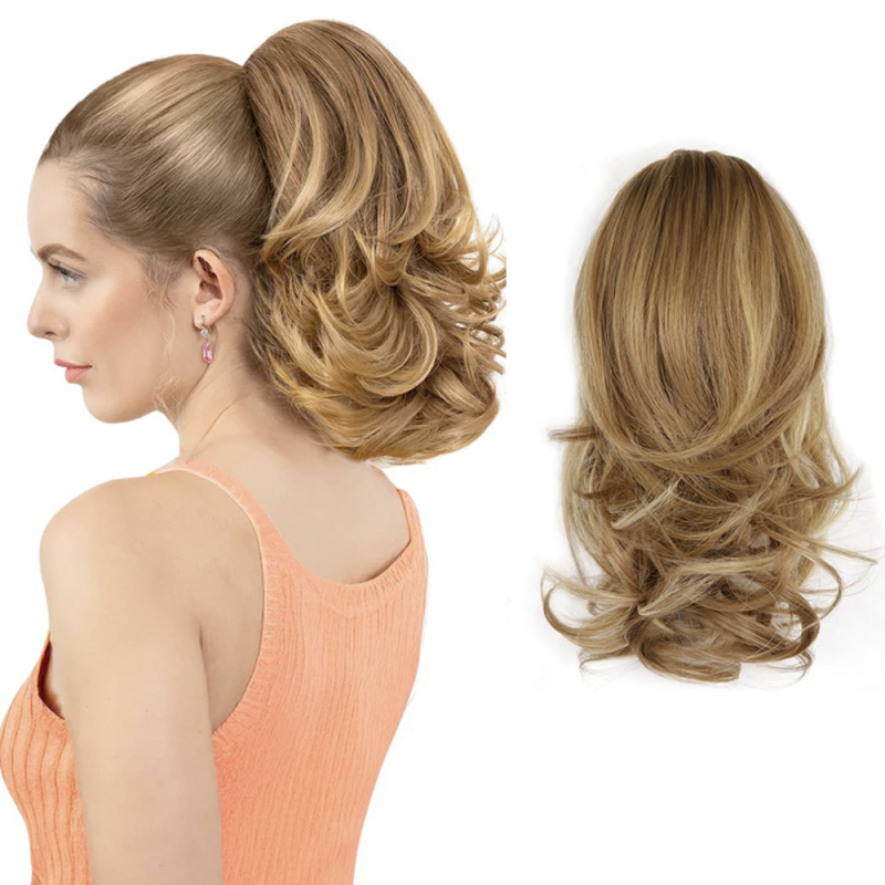 Ponytail plaukų peruka - plaukų kuodelis, reguliuojamas raištis, krioklio garbanos, pūkuota aukšta karūna, aukštos temperatūros viela, mechanizmas (Kilmes: Xuchang)