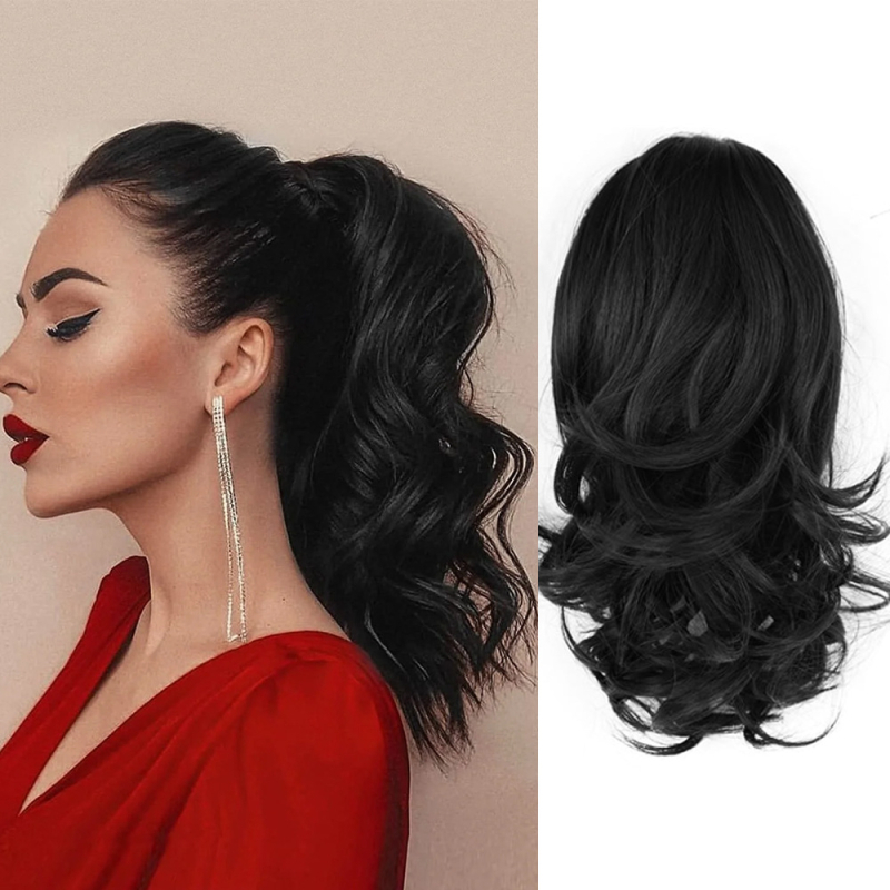 Ponytail plaukų peruka - plaukų kuodelis, reguliuojamas raištis, krioklio garbanos, pūkuota aukšta karūna, aukštos temperatūros viela, mechanizmas (Kilmes: Xuchang)