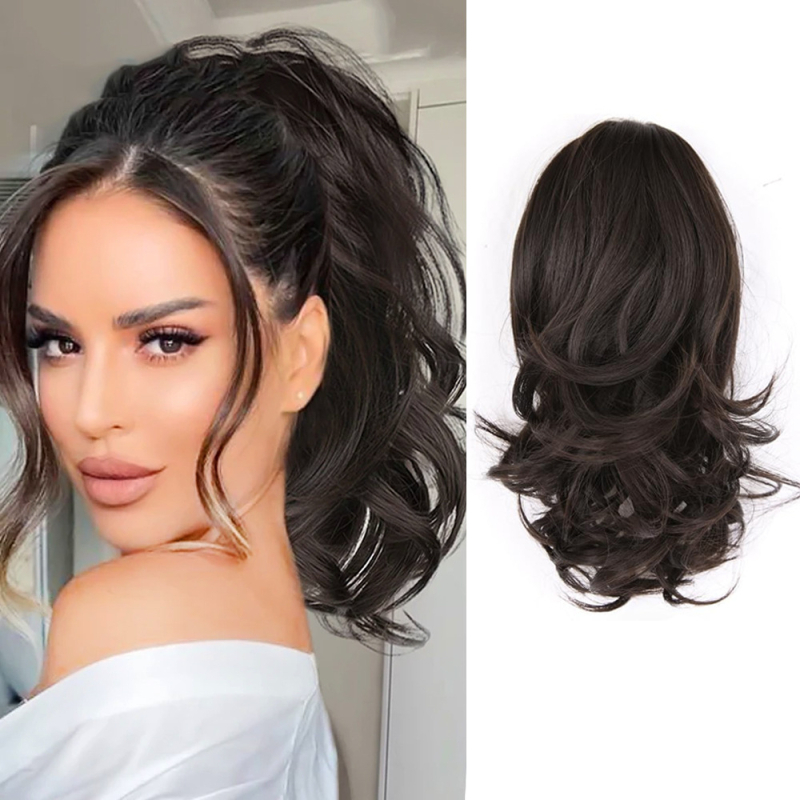 Ponytail plaukų peruka - plaukų kuodelis, reguliuojamas raištis, krioklio garbanos, pūkuota aukšta karūna, aukštos temperatūros viela, mechanizmas (Kilmes: Xuchang)