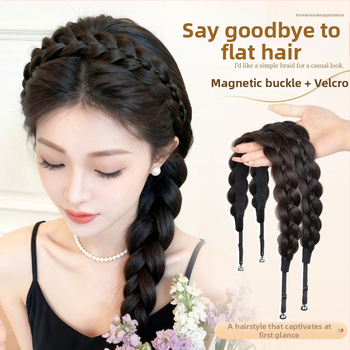 Magnetinė žuvies kaulo pynė peruka, vieno gabalo sintetinių plaukų, anime cosplay stilius, modelis CX006 Magnetic Princess Braid, veido formavimas ir apimties suteikimas