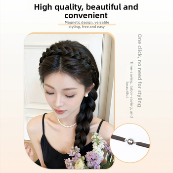 Magnetinė žuvies kaulo pynė peruka, vieno gabalo sintetinių plaukų, anime cosplay stilius, modelis CX006 Magnetic Princess Braid, veido formavimas ir apimties suteikimas