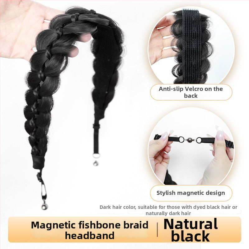 Magnetinė žuvies kaulo pynė peruka, vieno gabalo sintetinių plaukų, anime cosplay stilius, modelis CX006 Magnetic Princess Braid, veido formavimas ir apimties suteikimas