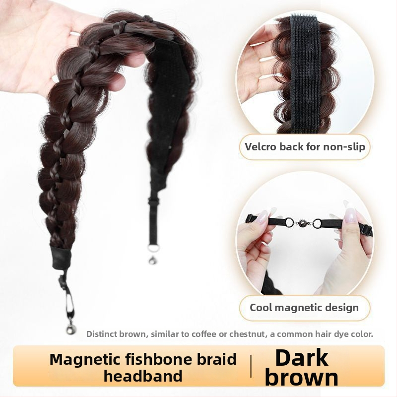 Magnetinė žuvies kaulo pynė peruka, vieno gabalo sintetinių plaukų, anime cosplay stilius, modelis CX006 Magnetic Princess Braid, veido formavimas ir apimties suteikimas