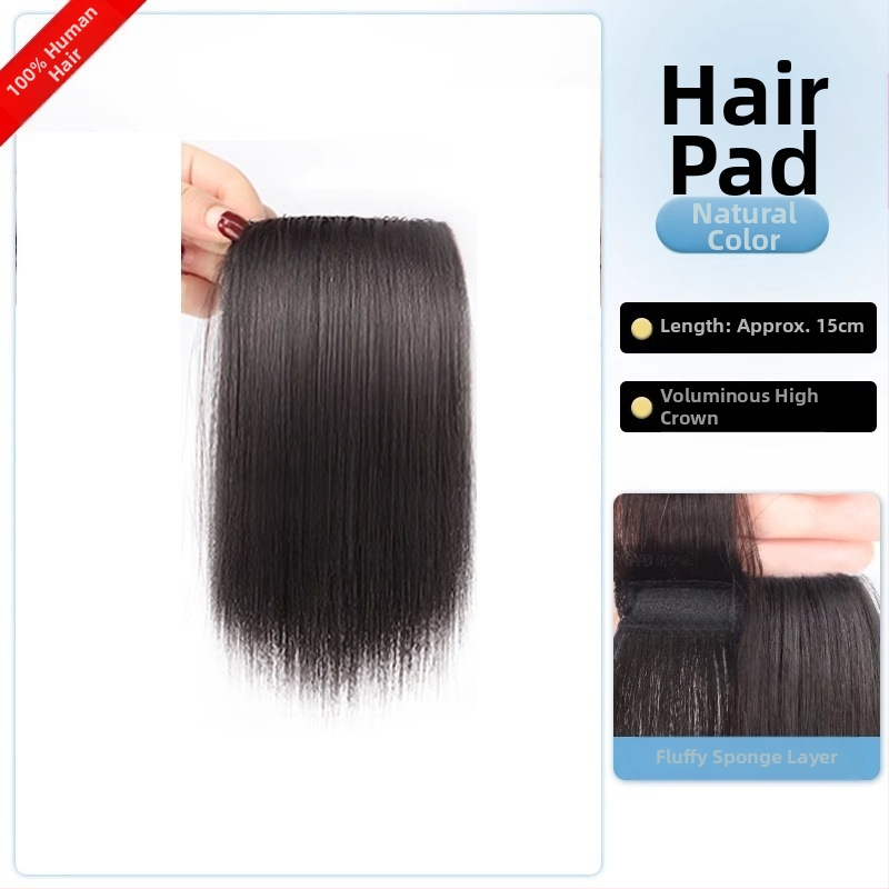 Topper iš tikrų žmogaus plaukų, tiesus, vienos dalies kempinė pagalvėlė, nedažomas, Modelis: Real Hair Sponge Pad Hairpiece, Kilmės šalis: Henan