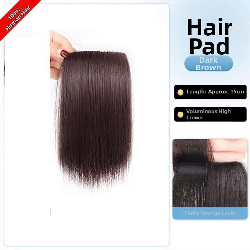 Topper iš tikrų žmogaus plaukų, tiesus, vienos dalies kempinė pagalvėlė, nedažomas, Modelis: Real Hair Sponge Pad Hairpiece, Kilmės šalis: Henan