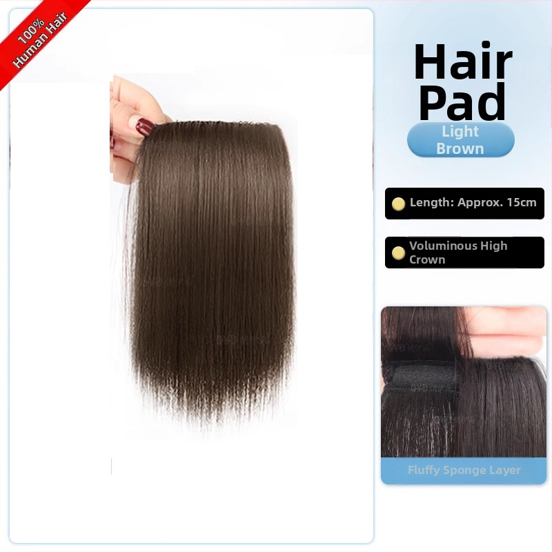 Topper iš tikrų žmogaus plaukų, tiesus, vienos dalies kempinė pagalvėlė, nedažomas, Modelis: Real Hair Sponge Pad Hairpiece, Kilmės šalis: Henan