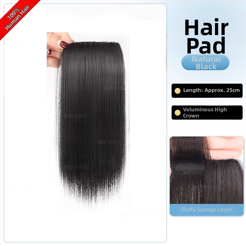 Topper iš tikrų žmogaus plaukų, tiesus, vienos dalies kempinė pagalvėlė, nedažomas, Modelis: Real Hair Sponge Pad Hairpiece, Kilmės šalis: Henan