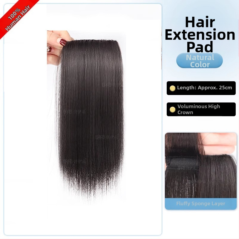 Topper iš tikrų žmogaus plaukų, tiesus, vienos dalies kempinė pagalvėlė, nedažomas, Modelis: Real Hair Sponge Pad Hairpiece, Kilmės šalis: Henan