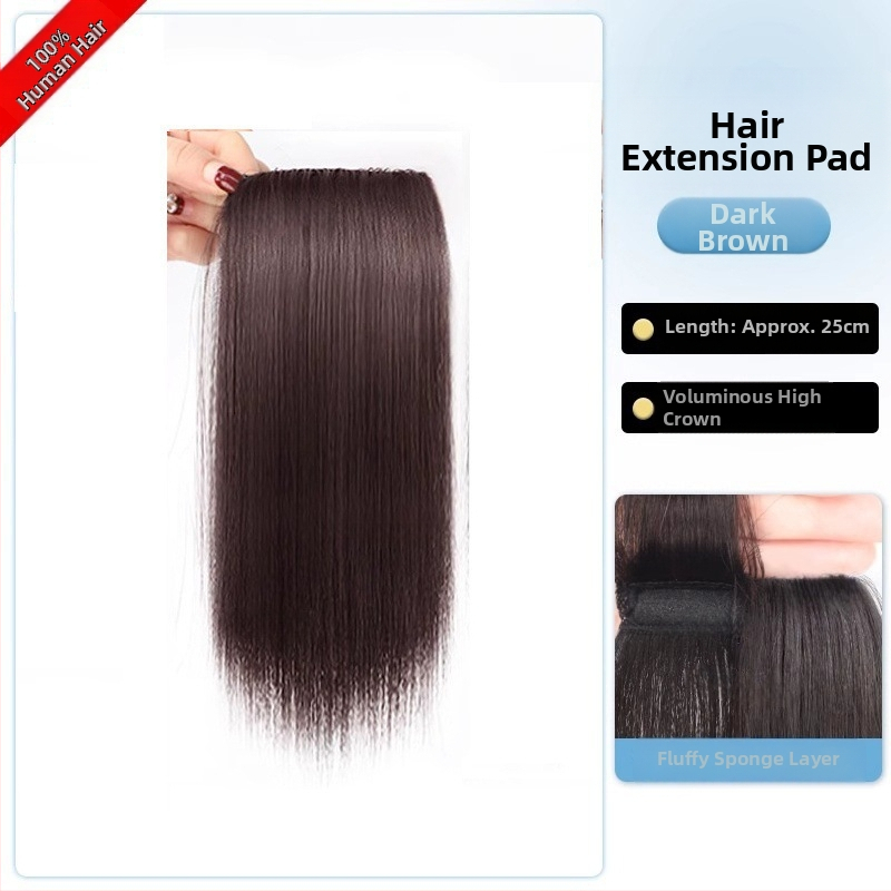 Topper iš tikrų žmogaus plaukų, tiesus, vienos dalies kempinė pagalvėlė, nedažomas, Modelis: Real Hair Sponge Pad Hairpiece, Kilmės šalis: Henan