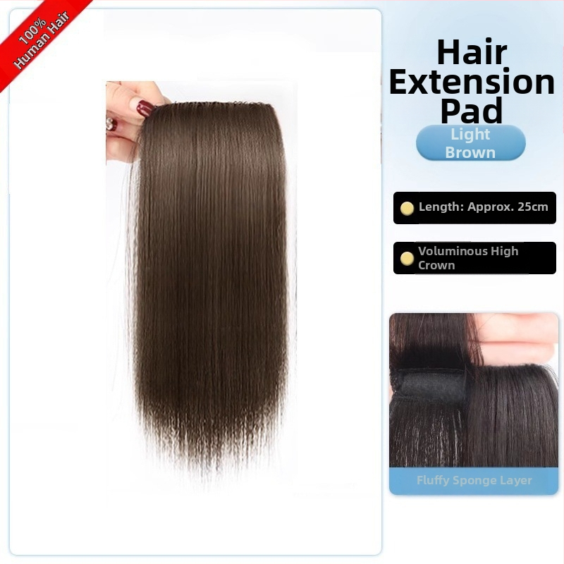 Topper iš tikrų žmogaus plaukų, tiesus, vienos dalies kempinė pagalvėlė, nedažomas, Modelis: Real Hair Sponge Pad Hairpiece, Kilmės šalis: Henan