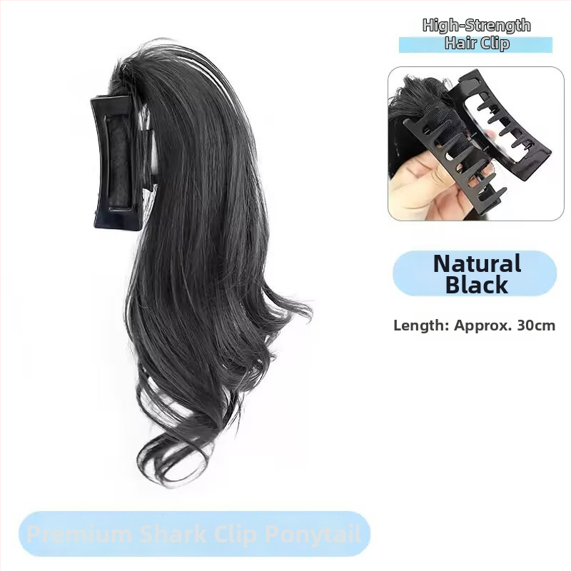 Ponių uodegos parukė su Shark Clip, garbanotos krioklio bangos, plaukų medžiaga: aukštos temperatūros viela