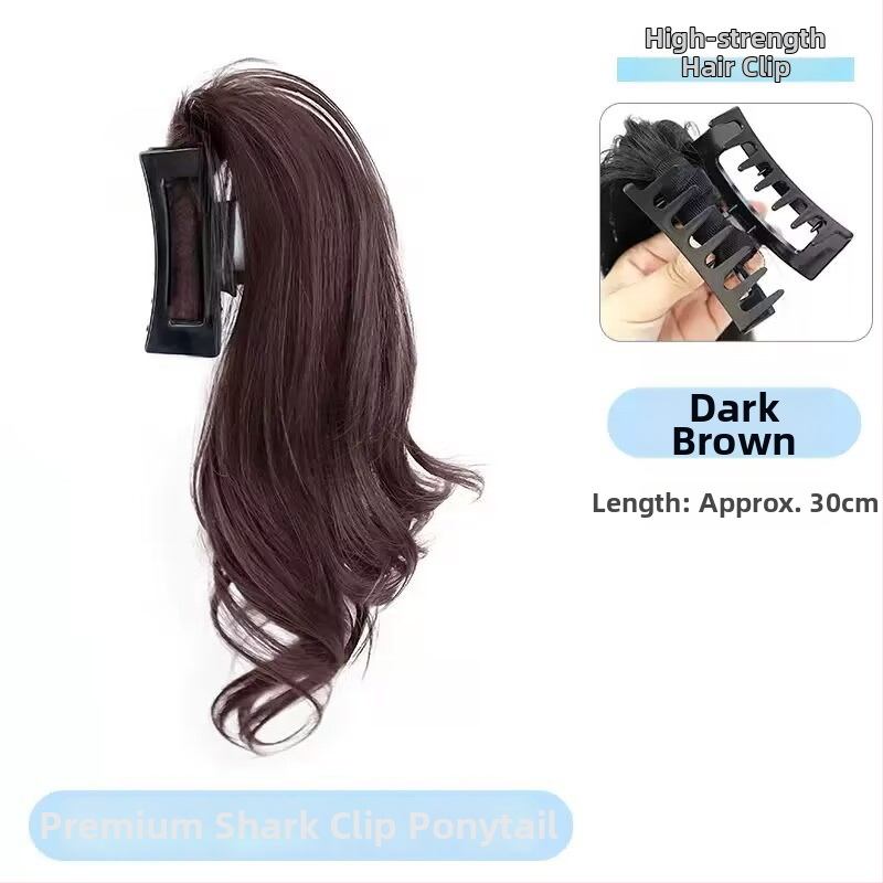 Ponių uodegos parukė su Shark Clip, garbanotos krioklio bangos, plaukų medžiaga: aukštos temperatūros viela