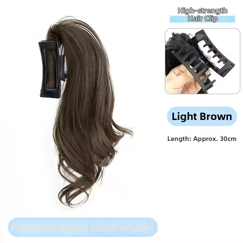 Ponių uodegos parukė su Shark Clip, garbanotos krioklio bangos, plaukų medžiaga: aukštos temperatūros viela