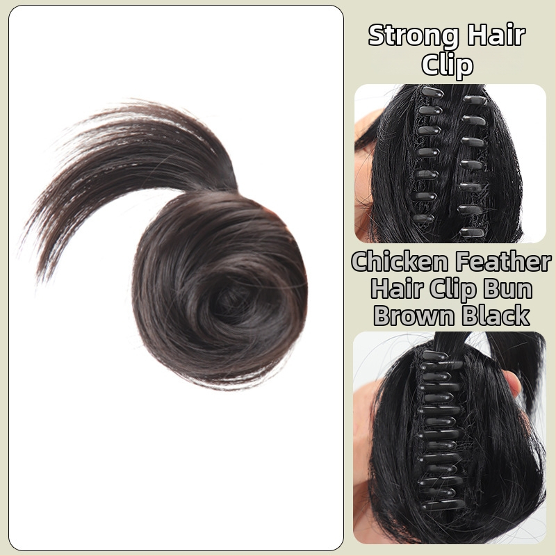 Klipų parūka, natūralus stilius, Grab Chicken Feather Balls modelis, karščiui atsparus vielas (Modelis: Grab Chicken Feather Balls; Medžiaga: karščiui atspari viela; Dažymas: netinkamas karštam dažymui; Efektas: formos keitimas)