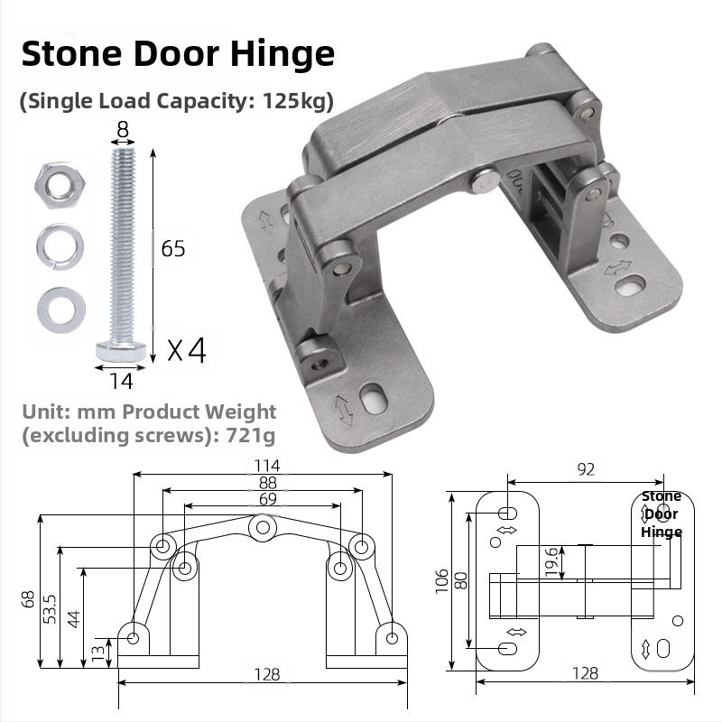 Akmens durų vyris — nerūdijančio plieno, modelis 2025.5.13, skirtas priešgaisrinės įrangos dėžei, paslėptoms durims ir šachtoms