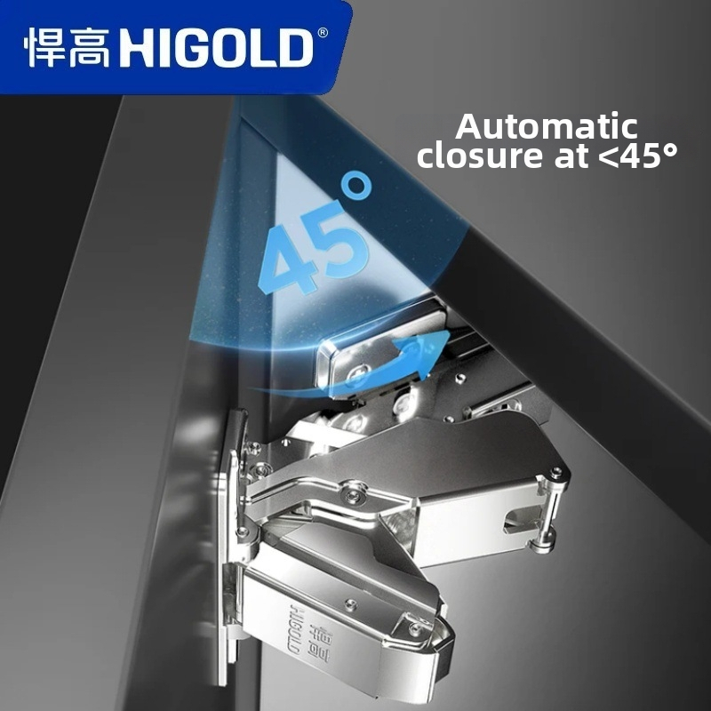 Higold 165° kampinis spintos vyris, dviejų pakopų dempavimas, tylus uždarymas, šaltai valcuotas plienas, nikeliuotas plienas